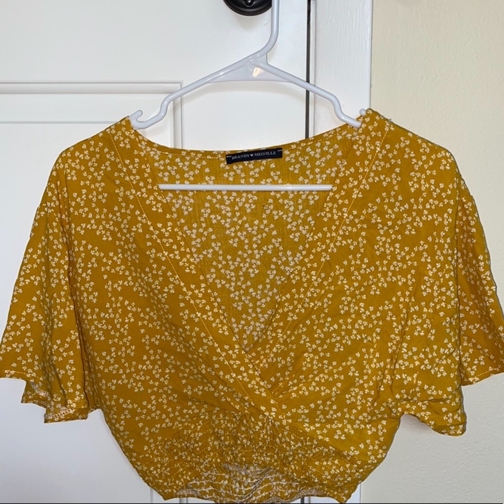 Brandy Melville europeon blouse top yellow floral